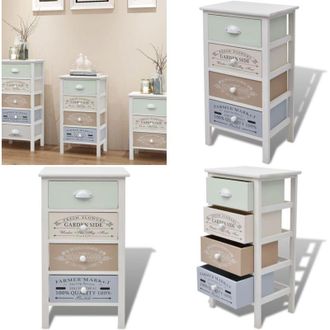vidaXL Mobile in Stile Francese con 4 Cassetti in Legno - Cassettiera rustica - Mobile da ingresso