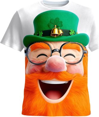 Generic Mens St Patricks Day T-Shirt Outfits Irish Lucky Shamrock Pullover Short Sleeve Tops Crewneck Blouse Casual Soft T-Shirts Green Clover Graphic Ireland