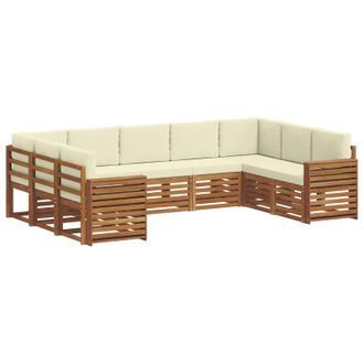vidaXL Conjunto De Sof&aacute;s De Exterior 9 Uds. Natural Y Crema Vidaxl