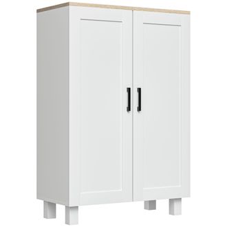 OEM Mueble Auxiliar Moderno Con 2 Puertas Estante Ajustable Y Base Elevada Para Sal&oacute;n Cocina Comedor 60x30x90 Cm Blanco