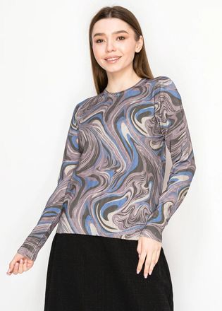 YAL New York Purple Swirl Print Knit Top