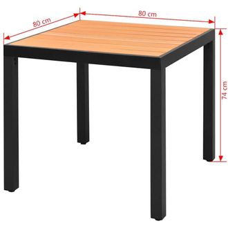 Berkfield Home Garden Table Brown 80x80x74 cm Aluminium & WPC | Size: 80 x 80 x 74 cm