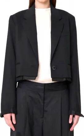 WE-AR4 Cocktail Cropped Blazer In Black Pinstripe