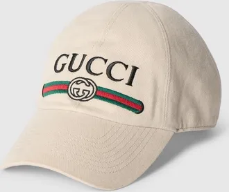 Gucci Cotton Baseball Hat With Embroidery, Size XXS, White