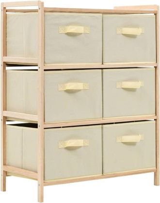 vidaXL Scaffale con 6 Cesti in Tessuto in Legno di Cedro Beige - Vidaxl