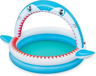 Trade Shop Trade Shop - Piscina Per Bambini Sharktastic 2 Anelli Grafica A Squalo 163x127x92cm Con Spruzzo 53157