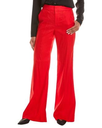 Alice & Olivia Alice + Olivia Dylan High-Rise Wide Linen-Blend Pant