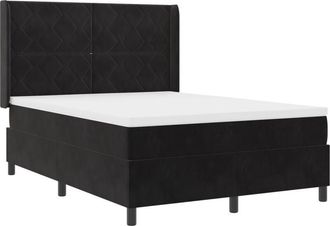 vidaXL Box Spring Bed with Headboard Black 140 x 190 cm Velvet Vidaxl