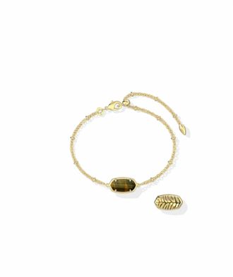 Kendra Scott Womens Tiger Striped Elaina Bracelet In Gold/ Dark Brown