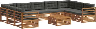 vidaXL Conjunto De Sof&aacute;s De Exterior 10 Uds. Natural Y Antracita Vidaxl
