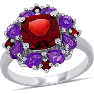Delmar Sterling Silver Garnet & Amethyst Statement Ring in Multi at Nordstrom Rack, Size 5 Us