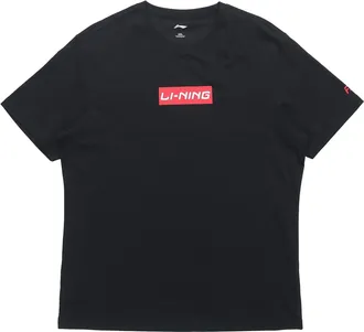 Li-Ning Box Logo T-shirt Black Red AHSR665-1