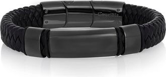 Crucible Jewelry Crucible Los Angeles Black Leather and Stainless Steel Engravable ID Bracelet