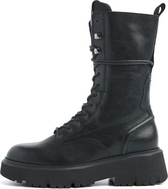 VIA VAI Ziva Rave Veterboots - Dames - Veterlaarzen - Zwart - 41 EU - Leer - Schoenen