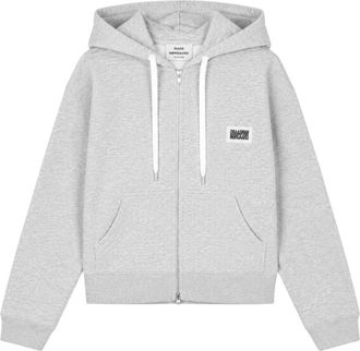 Mads Norgaard Bobo Hood Sweatshirt Standard - Dames - Vesten met rits - Grijs - XS - Leer - Hoodies & sweatvesten
