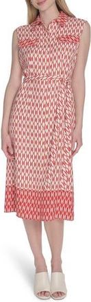 Calvin Klein Sleeveless Midi Shirtdress in Chili/Antique Wht at Nordstrom Rack, Size 12