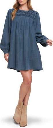 Flying Tomato Long Sleeve Denim Minidress in Medium Indigo at Nordstrom Rack, Size Small