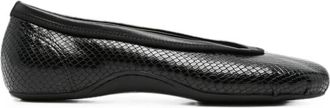 Dries Van Noten Round-toe Snake-effect Ballet Flats