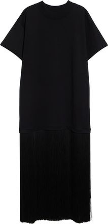 Alaia Fringed Cotton T-Shirt in Noir at Nordstrom, Size 8 Us