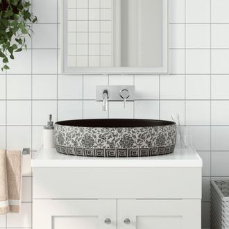 Berkfield Home Countertop Basin Black & Blue Oval 56.5x36.5x13.5 cm Ceramic