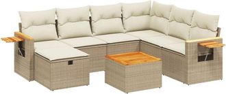 vidaXL Juego De Sof&aacute;s De Jard&iacute;n Con Cojines Beige 8 Pzas Rat&aacute;n Pe Vidaxl