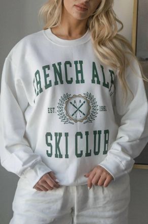 Sweet Claire Womens French Alps Ski Club Sweatshirt In White
