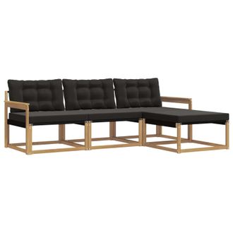vidaXL Conjunto De Sof&aacute;s De Exterior Con Coj&iacute;n 4 Pcs Blanco Y Negro Vidaxl