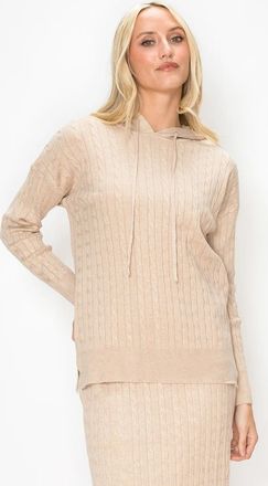 YAL New York Soft Knit Hooded Pullover in Oatmeal