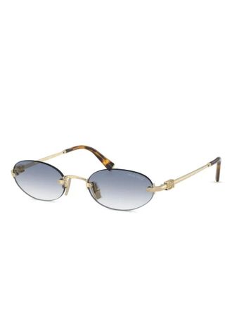 Miu Miu Eyewear SMUA54ZVN80O Oval Metal Sunglasses - Gold
