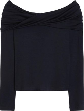 Max Mara Wool Off-The-Shoulder Draped Top