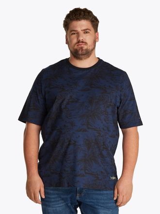 Tommy Hilfiger Big & Tall T-Shirt BT-SUMMER SLUB AOP TEE-B, Herren, Gr. XXL, blau (desert sky, schwarz navy), Single Jersey, Obermaterial: 100% Baumwolle, TOMMY HILFIGER BIG & 