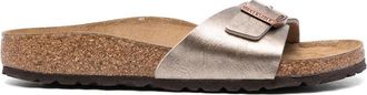 Birkenstock Madrid metallic-effect leather sandals - women - Calf Suede/Birko-Flor/Polyethylene vinyl acetate (PEVA) - 40 Narrow - Grey