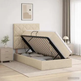 vidaXL Vidaxl Letto Con Contenitore Led E Materasso Crema 100 X 200 Cm