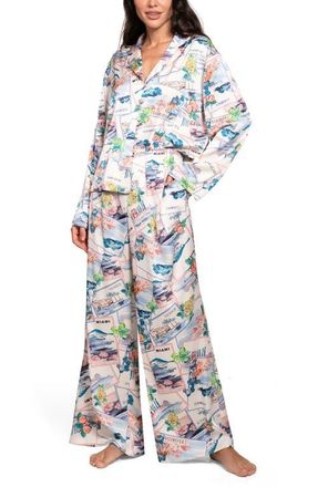 Midnight Bakery Print Satin Pajamas in White at Nordstrom, Size X-Small