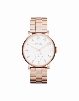 Marc Jacobs Womens Marc Jacobs MBM3244 Baker Rose Gold Plated Ladies Watch - White