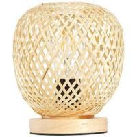 OEM L&aacute;mpara De Escritorio Bohemia E27, L&aacute;mpara De Mesita De Noche De Bamb&uacute; Y Madera, L&aacute;mpara De Escritorio De Interior Regulable Con Cable De 1,8 M, L&aacute;mpa