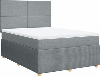vidaXL Vidaxl - Cama Box Spring Con Colch&oacute;n Tela Gris Claro 140x190 Cm