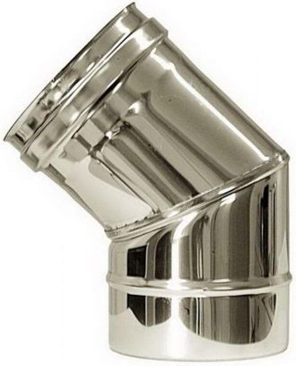 MBM Tubo De Humos De Pared Doble Aislado De Acero Inoxidable Curvado A 45&deg; Dn 350/400