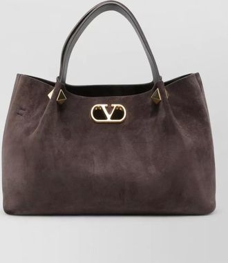 Valentino Garavani vlogo signature large suede leather shoulder bag