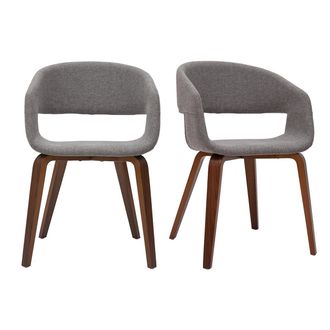 Miliboo Set De 2 Sillas De Dise&ntilde;o De Tela Gris Claro Con Patas De Madera Oscura Slam