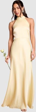 Coast Halter Neck Maxi Dress in Lemon at Nordstrom, Size 14