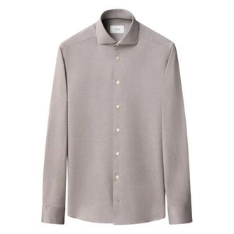 Eton Casual Shirts, male, Gray, Size: 2XL Filo di Scozia Jacquard Knit Shirt