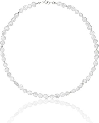 Lily & Roo Silver Beaded Baroque Pearl Choker