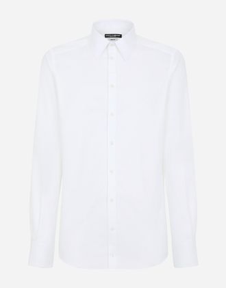 Dolce & Gabbana Cotton Micro-jacquard Martini-fit Shirt - Man Shirts White Cotton 37