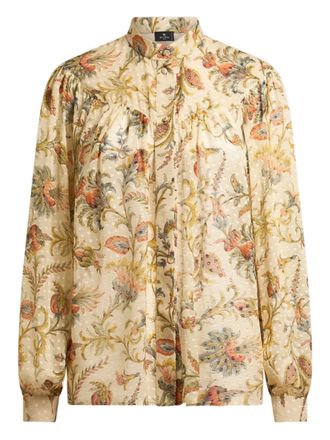 Etro dotted-effect floral top - Beige