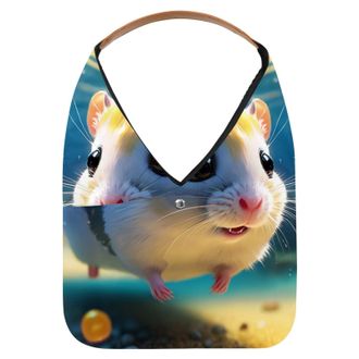 Generic Lovely Hamster Swims Underwater Reusable Lightweight Grocery Bags - Foldable Into Compact Pouch, Washable & Sturdy, Multipurpose for Shopping and Trav