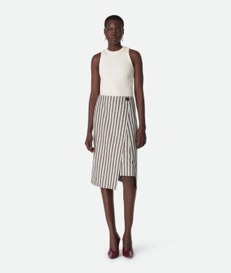 Bottega Veneta Cotton And Linen Stripe Skirt - Bottega Veneta