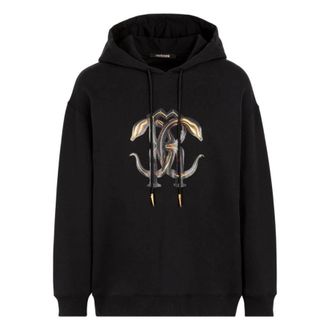 Roberto Cavalli Mirror Snake Cotton Hoodie, Brand Size 44 ( US Size 10 )