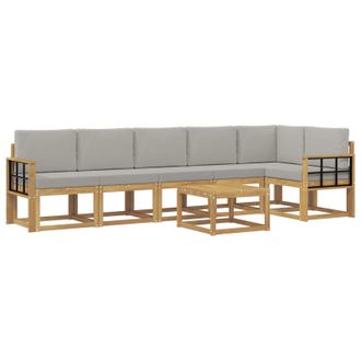 vidaXL Conjunto De Sof&aacute;s De Exterior 7 Pcs Blanco Y Gris Claro Vidaxl