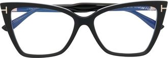 Tom Ford Eyewear geometric-frame glasses - women - Acetate - 55 - Black